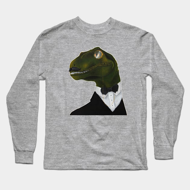 Dapper Velociraptor Long Sleeve T-Shirt by CRWarner